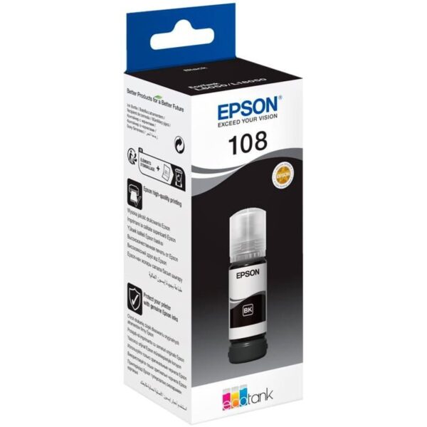 Epson 108 Noir- Bouteille d'encre Epson EcoTank d'origine