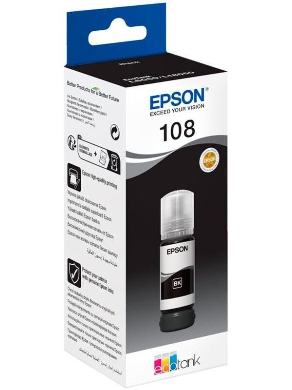 Epson 108 Noir- Bouteille d'encre Epson EcoTank d'origine
