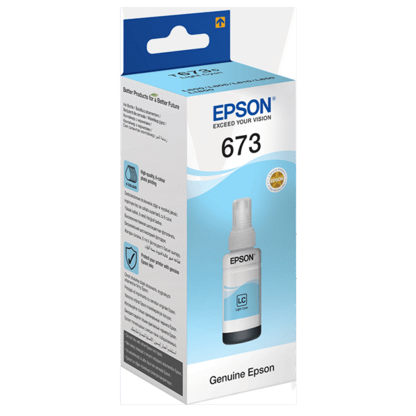Bouteille d'encre EPSON 673 Light Cyan d'origine