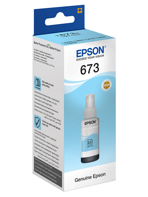 Bouteille d'encre EPSON 673 Light Cyan d'origine